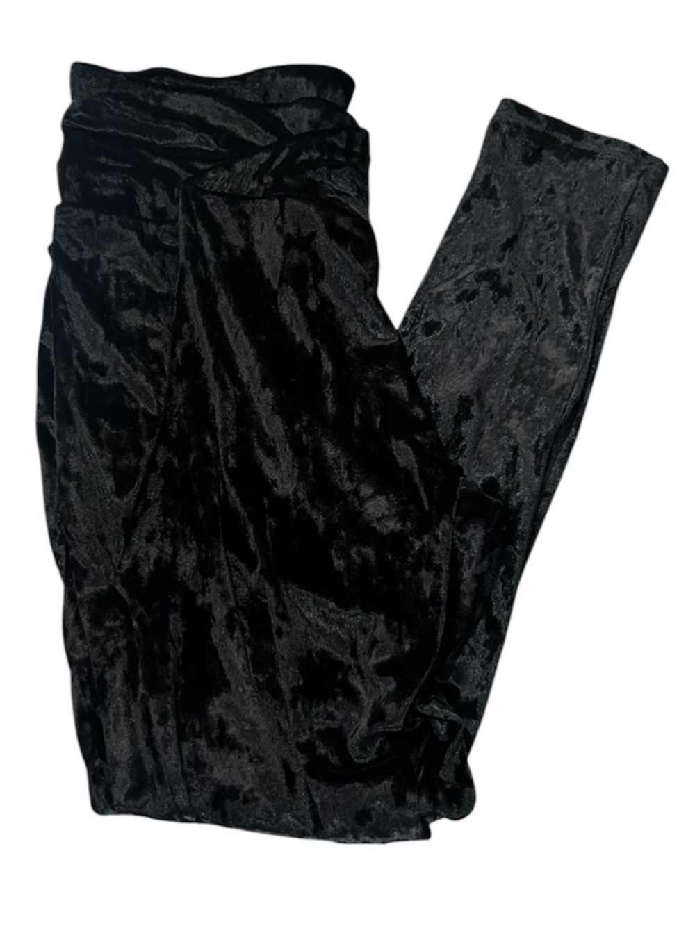 Fabletics NWT High Waist Crushed Velour Crossover Waist Black Leggings XL - Picture 6 of 10